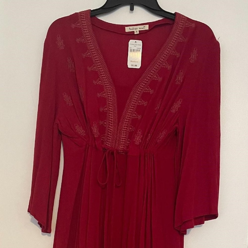 Red Wine Bohemian Dress - Size:  M  (Indigo Soul)